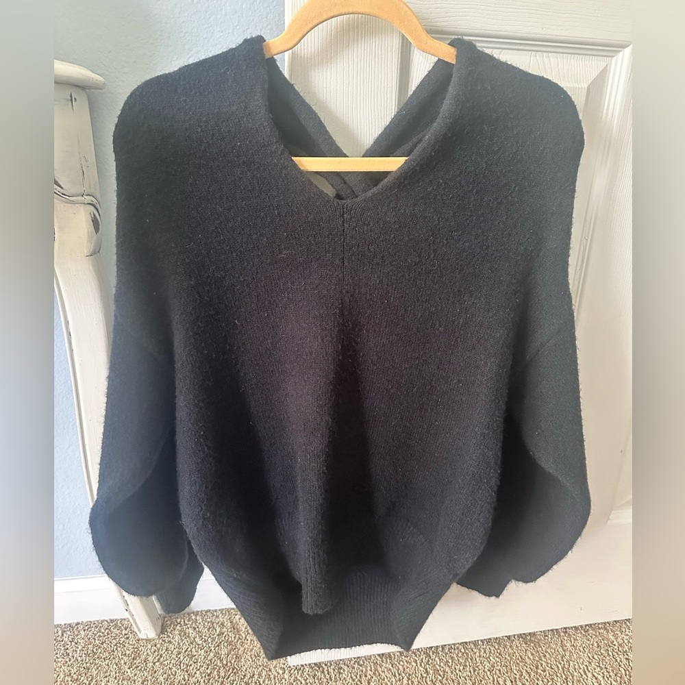 Miracle Black Criss Cross Back Black Sweater Size S/M